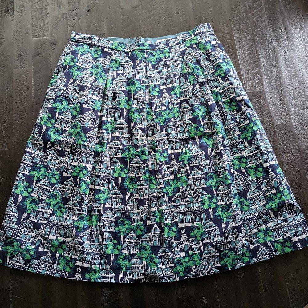Boden A-Line Skirt in Blue and Green